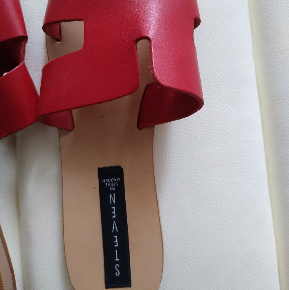 Steven By Steve Madden Red Slides - image 3